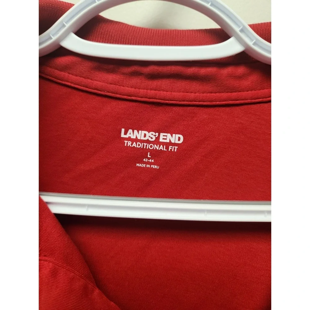 Lands End Traditional Fit Red  Mens Large 42-44  Long Sleeve Polo‎ Shirt